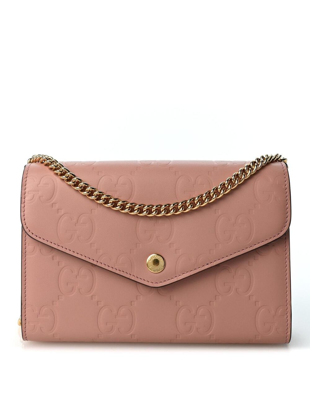 Gucci Calfskin Gg Debossed Chain Wallet #363779G92B
